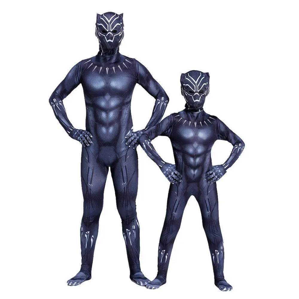 Halloween Black Panther Kids Men Cosplay Costume Zentai Bodysuit - Ecosfun