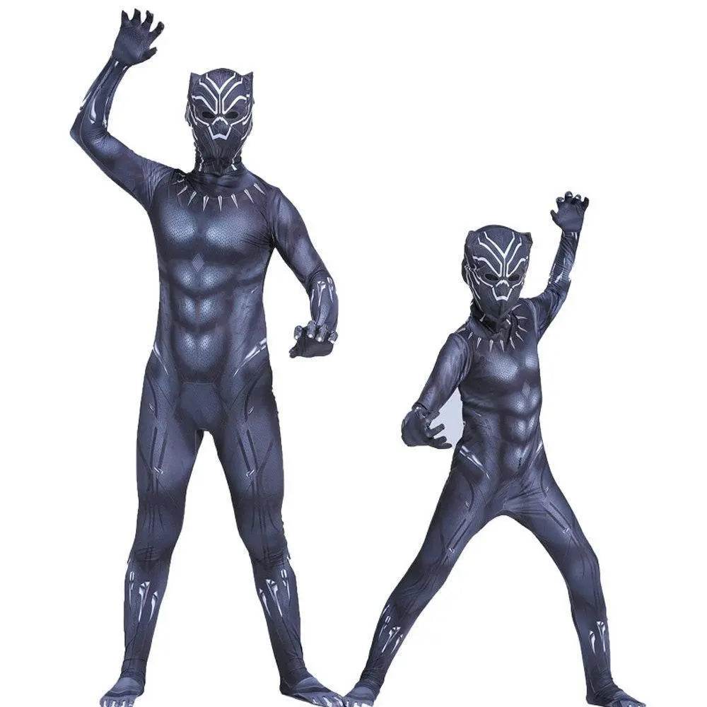 Halloween Black Panther Kids Men Cosplay Costume Zentai Bodysuit - Ecosfun