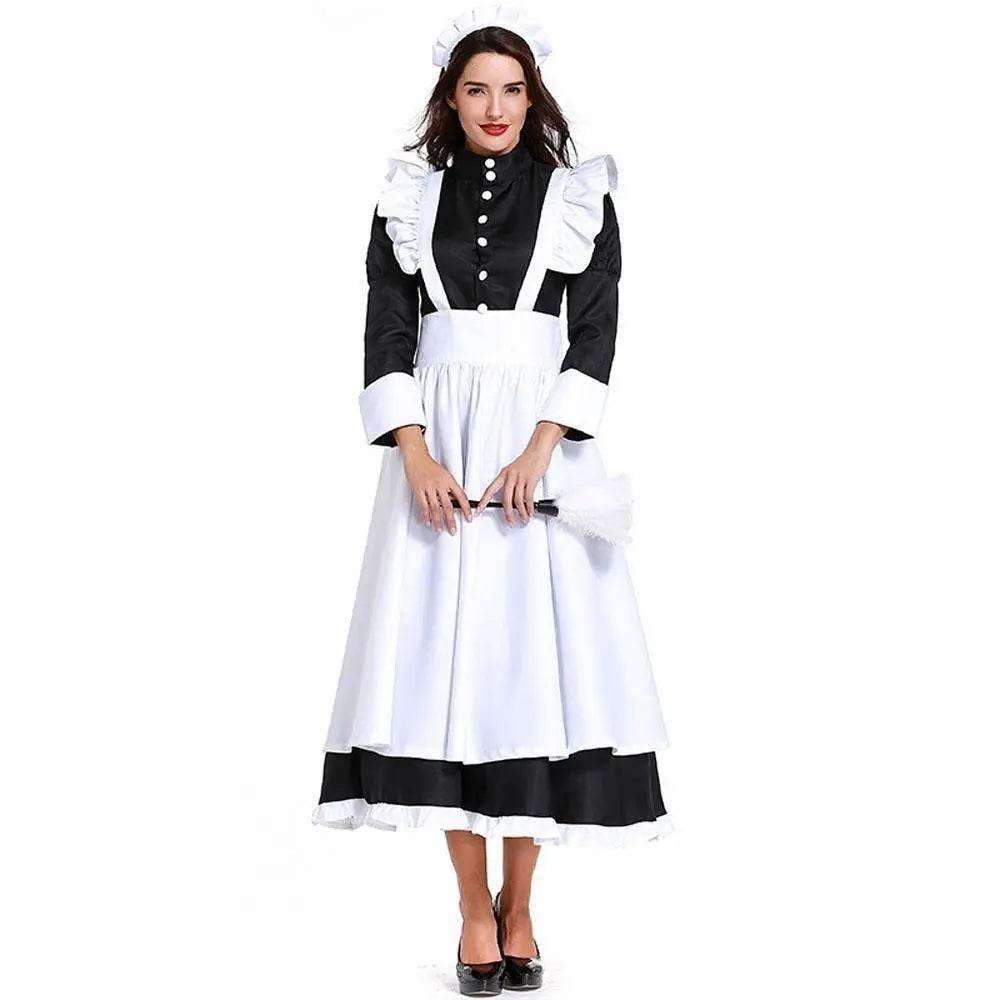 Housekeeper French maid costume German maid costume black and white long skirt unisex - Ecosfun
