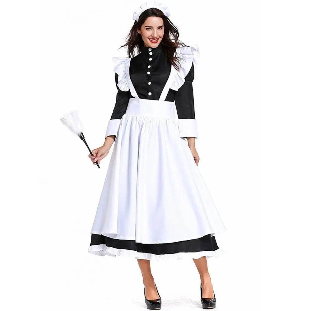 Housekeeper French maid costume German maid costume black and white long skirt unisex - Ecosfun