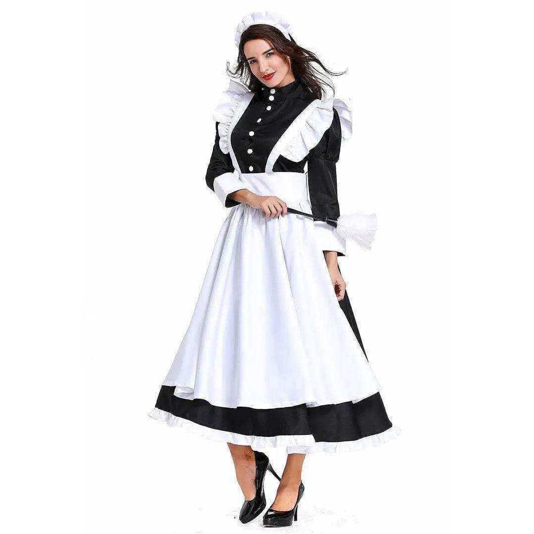 Housekeeper French maid costume German maid costume black and white long skirt unisex - Ecosfun