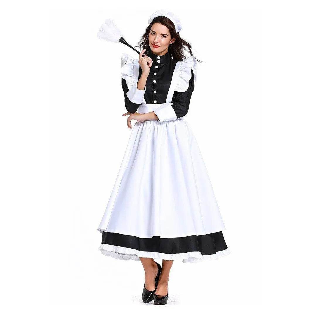 Housekeeper French maid costume German maid costume black and white long skirt unisex - Ecosfun