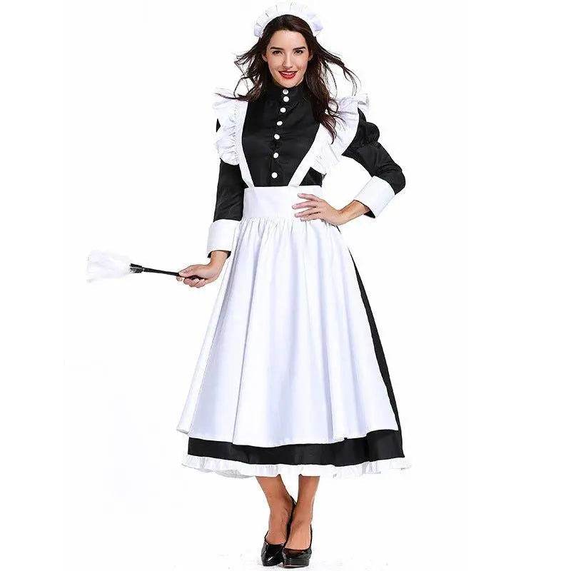Housekeeper French maid costume German maid costume black and white long skirt unisex - Ecosfun