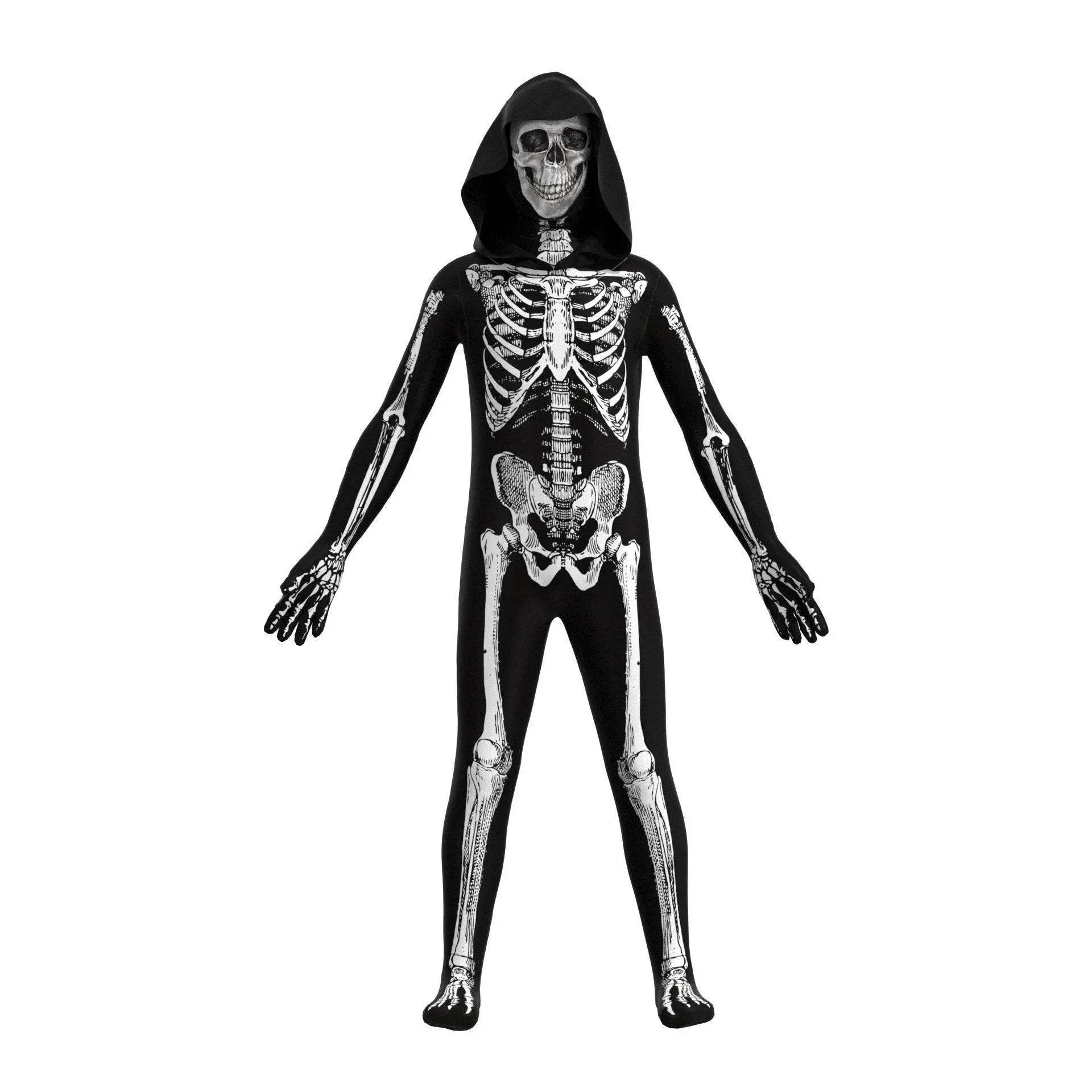Kids Horror Skull Zentai Jumpsuit Costumes Halloween Carnival Cosplay - Ecosfun