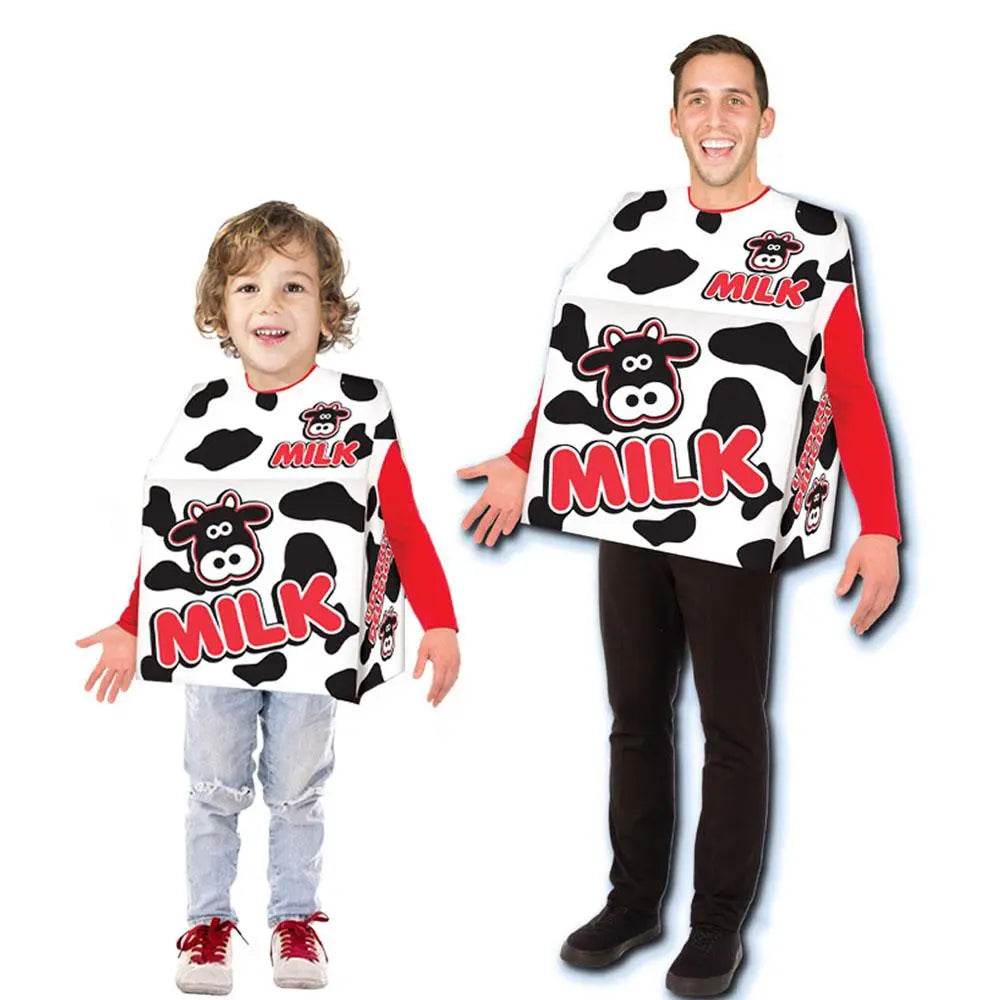Milk Box Cosplay Costume Food Role-playing Parent-child Outfit Halloween Dress For Kids Adult - Ecosfun