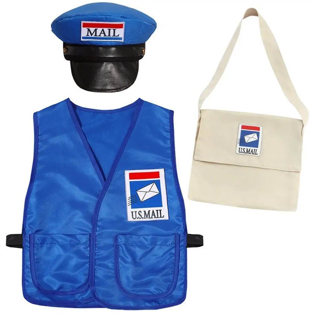 Postman Courier Uniform Kids Party Suit Cosplay Costumes Halloween - Ecosfun