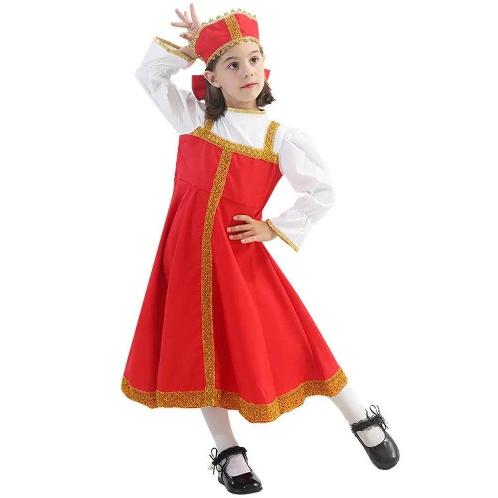 Russian Girls Cosplay Costume Ethnic Dress Halloween National Oufit Dresses Stage Performances - Ecosfun