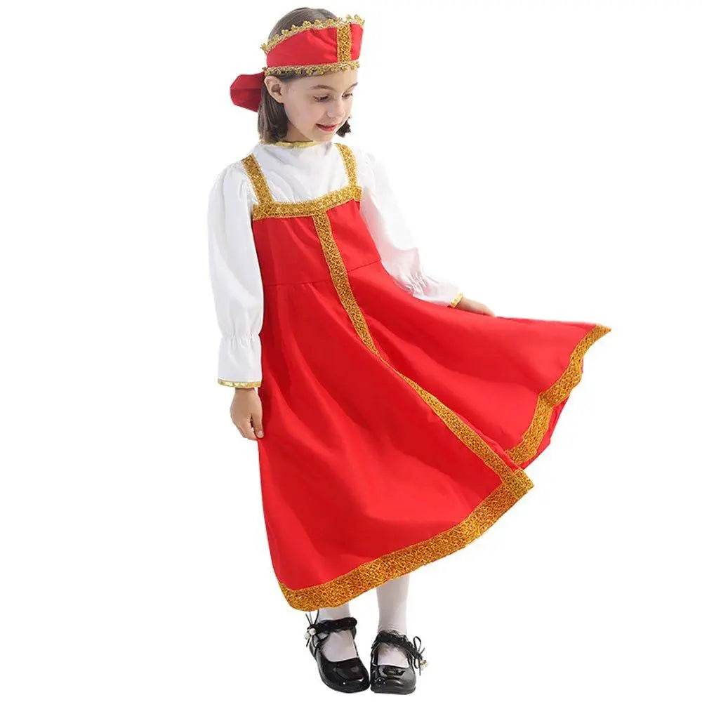 Russian Girls Cosplay Costume Ethnic Dress Halloween National Oufit Dresses Stage Performances - Ecosfun