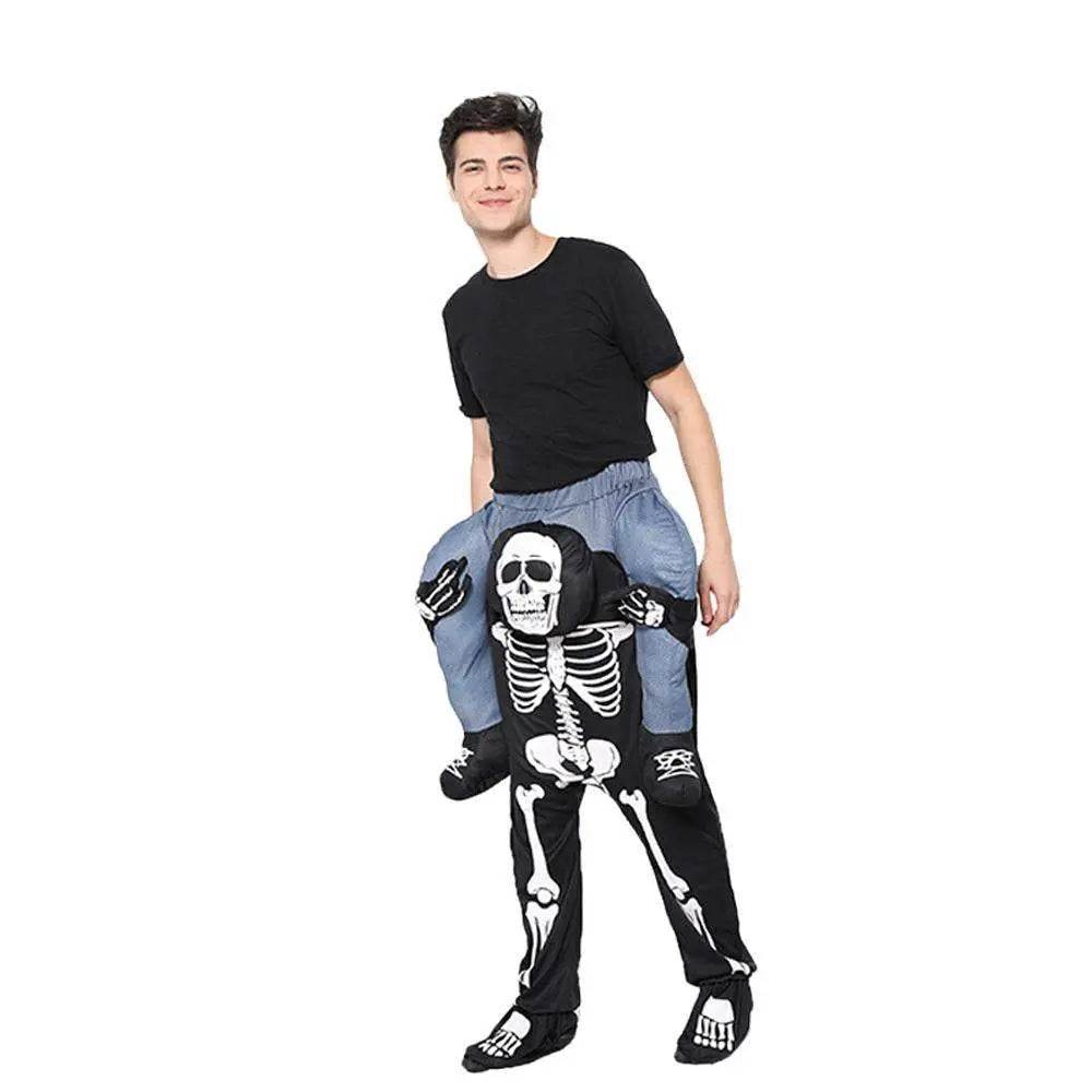 Skeleton Cosplay Costume Skull Shoulder Carry Halloween Party Stage Outfit Dress Up for Adults - Ecosfun