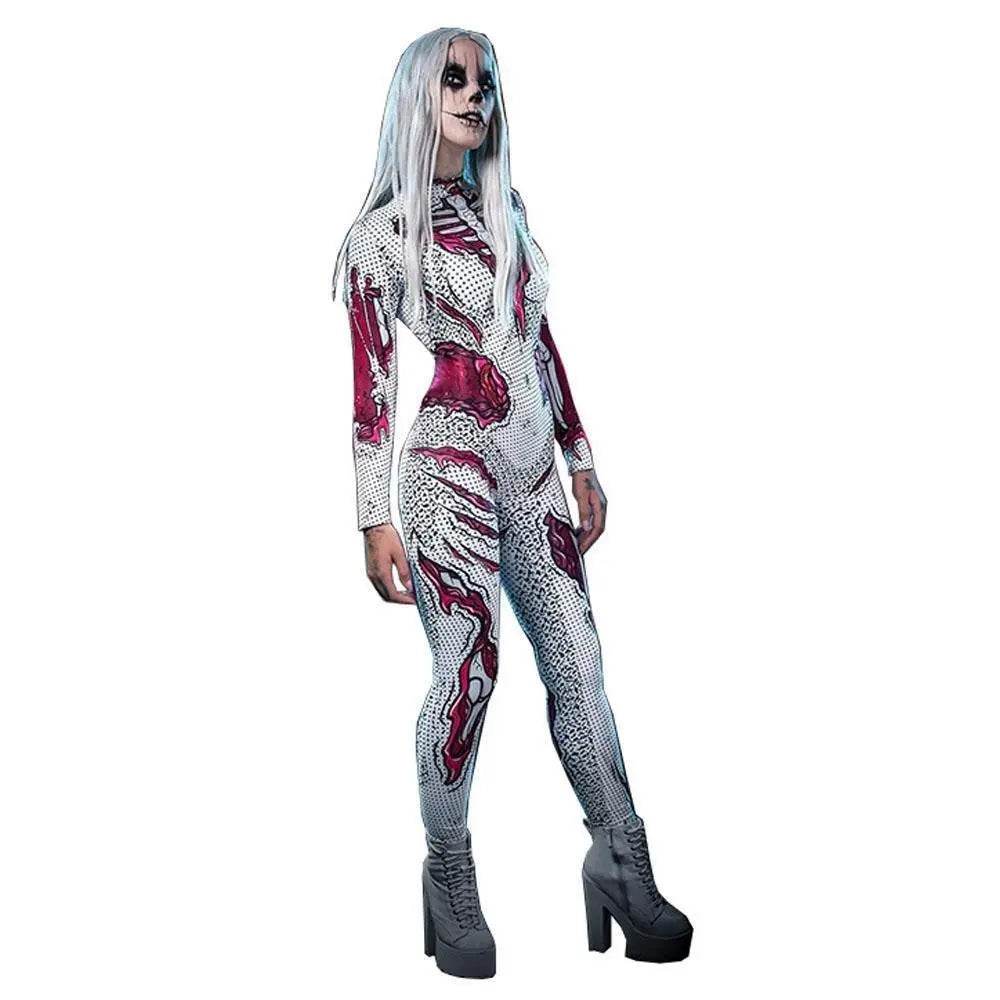 Skeleton Costumes Halloween Horror Zombie Cosplay Jumpsuit for Women's Carnival Bodysuit Adult Zentai - Ecosfun