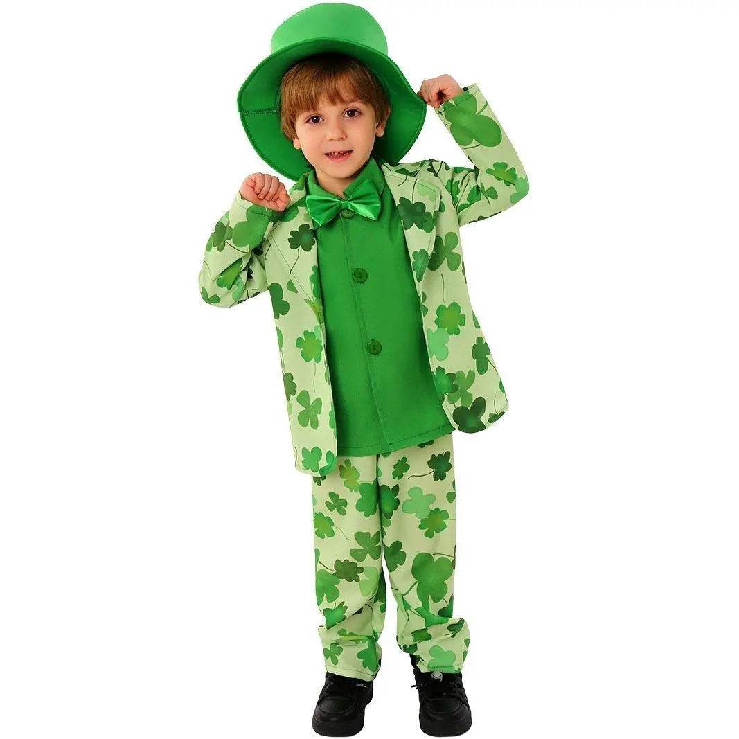 St. Patrick's Day Four Leaf Clover Kids Party Suit Cosplay Costumes - Ecosfun