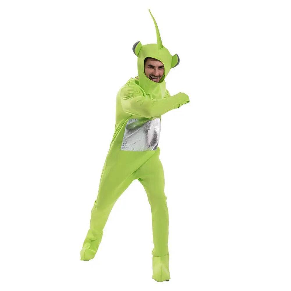 Teletubbies Pajamas Tinky Winky Dipsy Po Laa-Laa Coral Fleece Pajamas Onesies for Adults - Ecosfun
