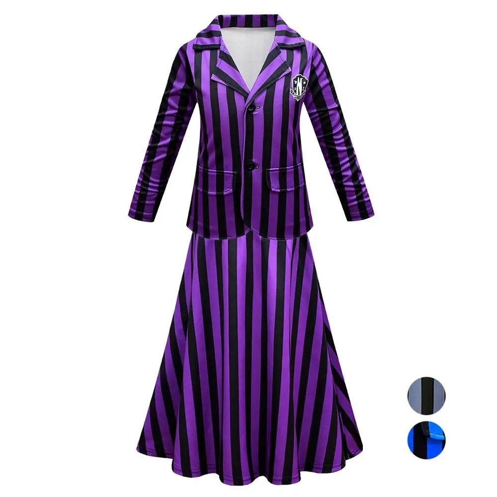 Wednesday Costume The Addams Family Cosplay Long Sleeve suit skirt For Kids - Ecosfun
