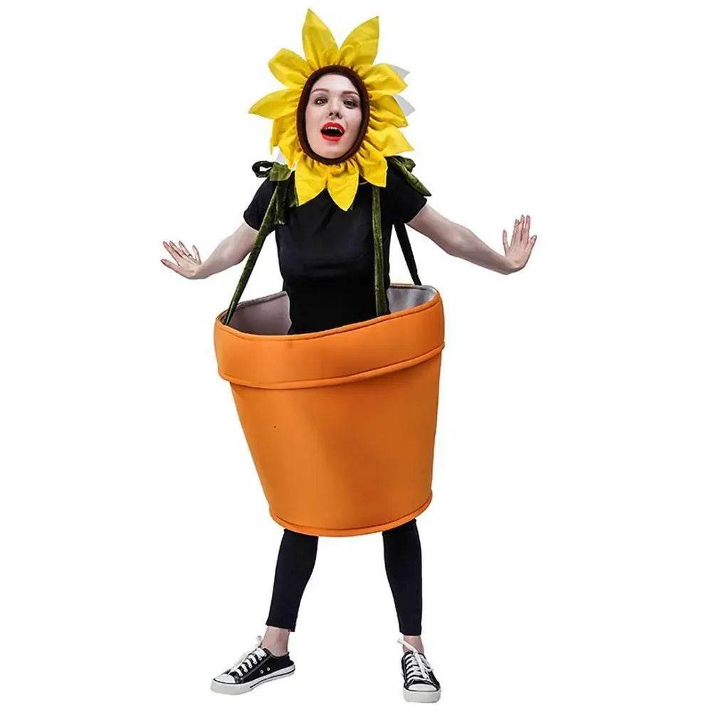 funny sun flower potted plant Festival Performance Stage Cosplay Costume for Adult - Ecosfun