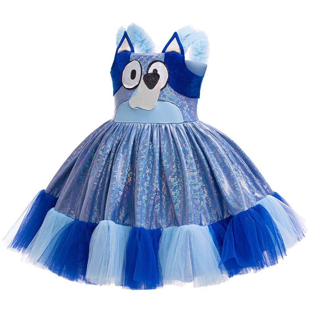 Girls' Bluey Princess Dress Costume Cartoon Print Cosplay Tutu for Kids - Ecosfun