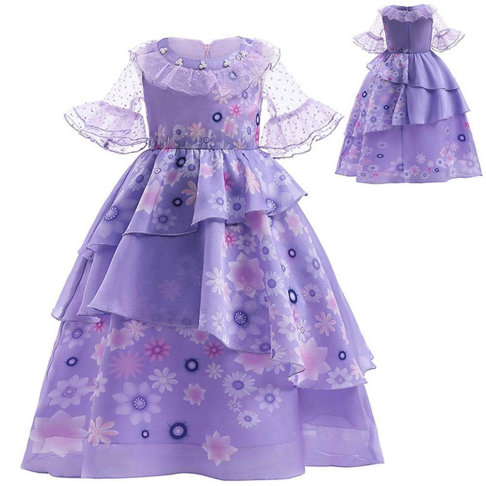 Girls Encanto Isabela Costume Cartoon Princess Dress Fancy Party Outfits - Ecosfun