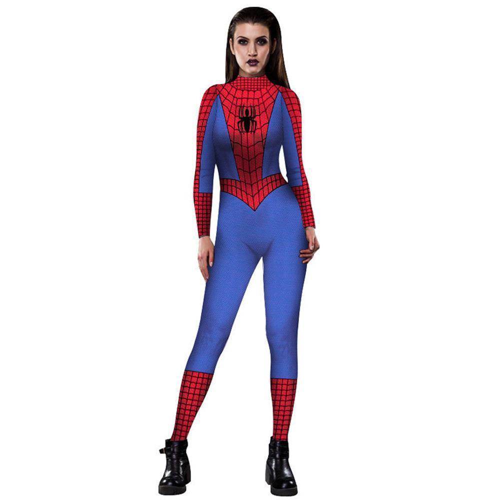 Halloween Peter B Parker Spider woman Digital Printed Bodycon Jumpsuit Costume - Ecosfun