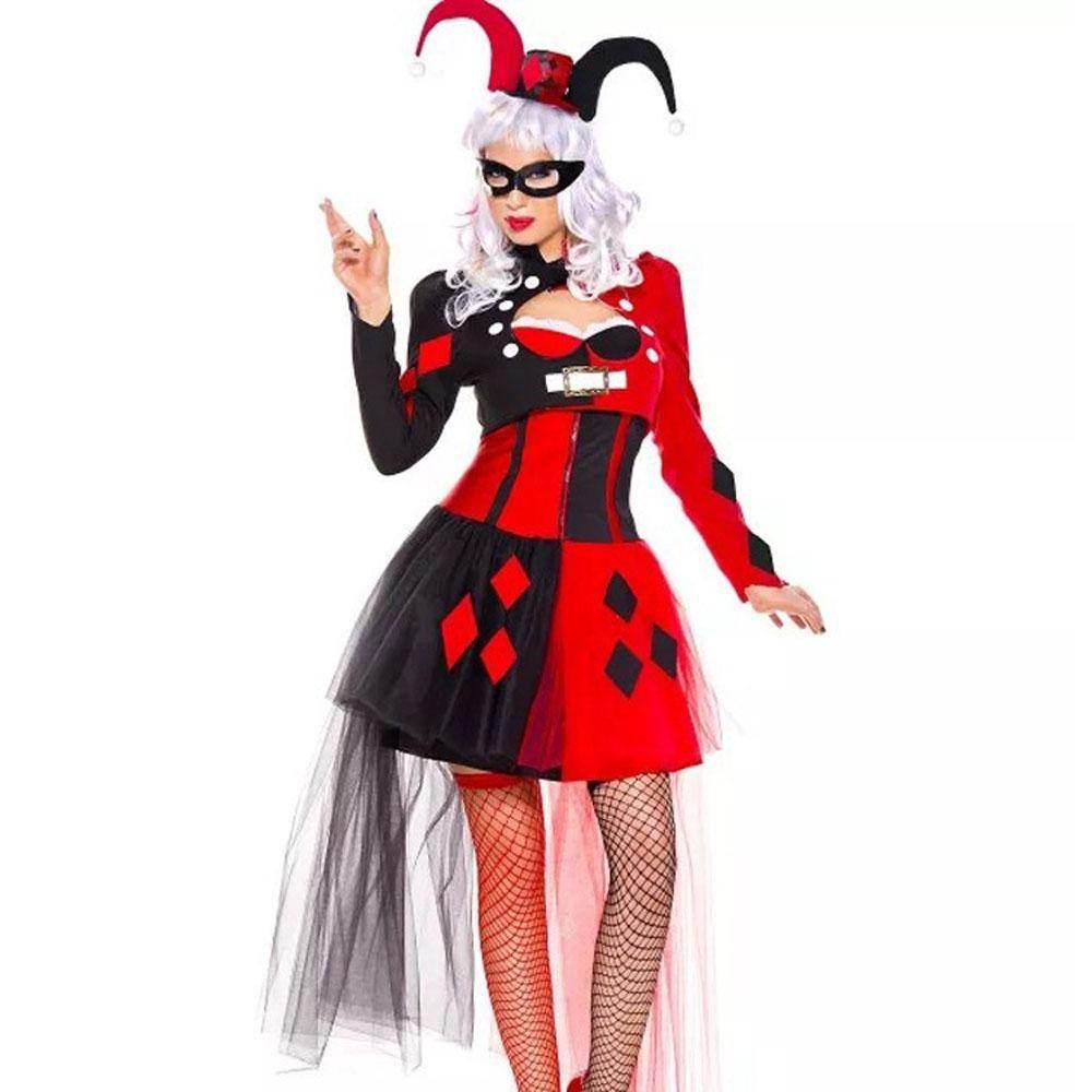 Harley quinn costume Women Dress Hallloween Masquerade circus costumes - Ecosfun