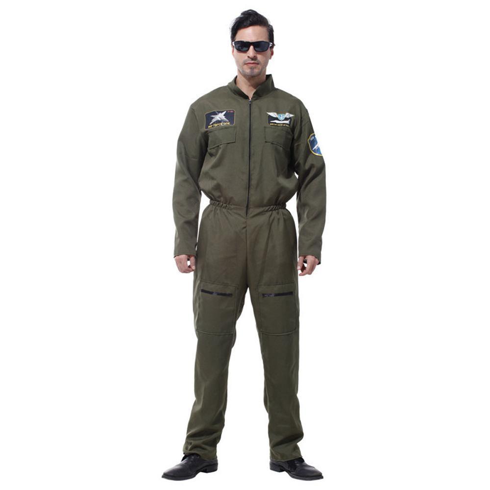 Combinaison Top Gun pour homme Costume adulte de saut Combinaison de vol Uniforme de pilote aviateur