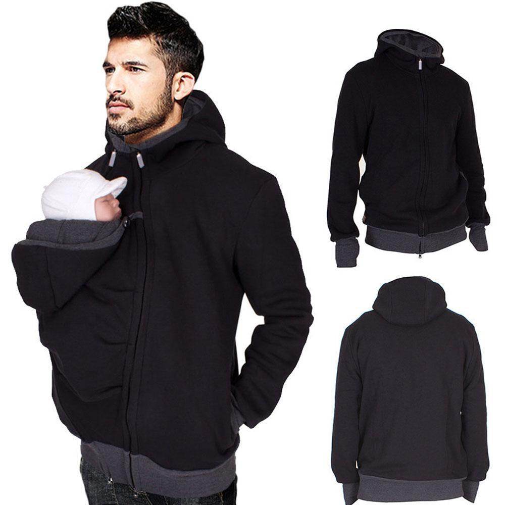 Kangaroo Men Dad Baby Carrier Coat Hoodie Jacket Hooded Sweater - Ecosfun