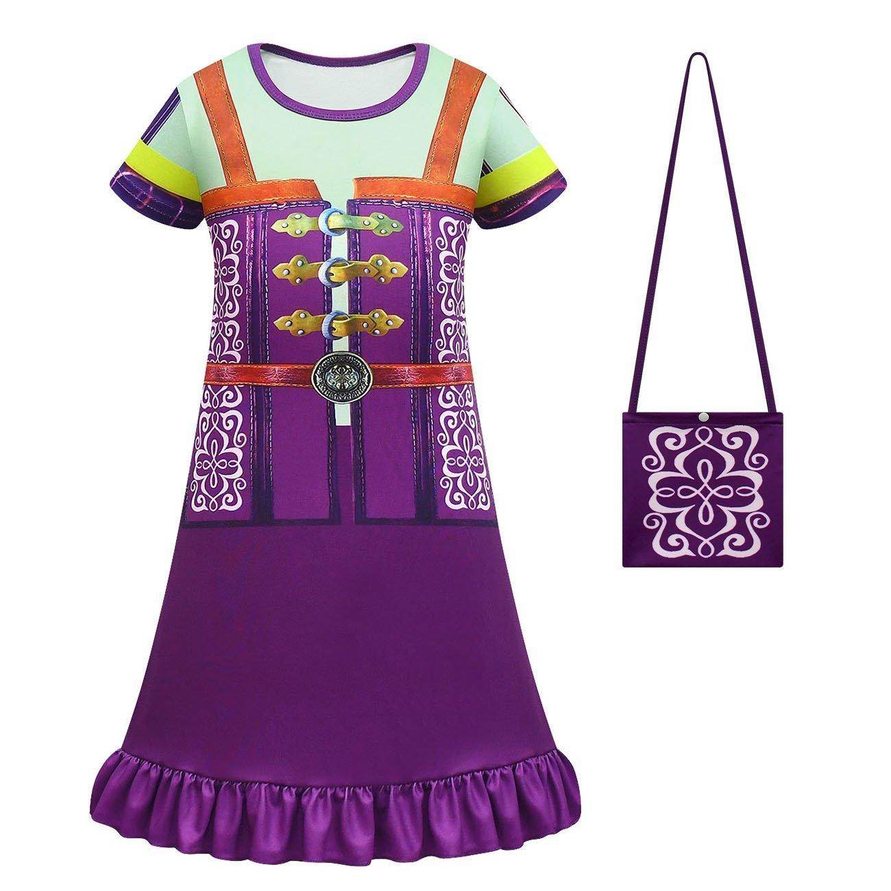 Kids' Cinderella Cosplay Short Sleeved Dress New Ruffled Princess Costume with Bag - Ecosfun