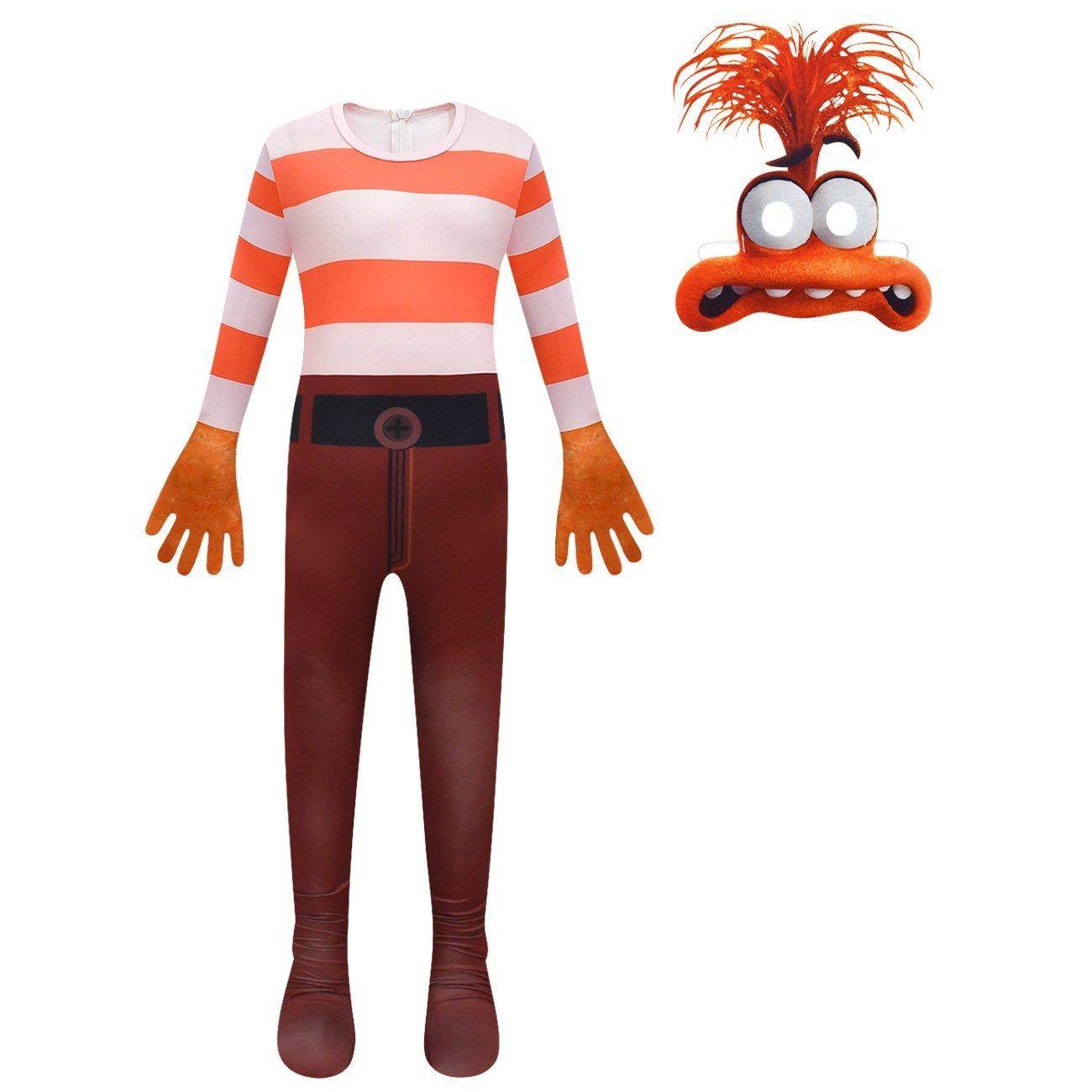 Kids' Inside Out Anxiety Kigurumi Cosplay Costume Bodysuit with Mask - Ecosfun