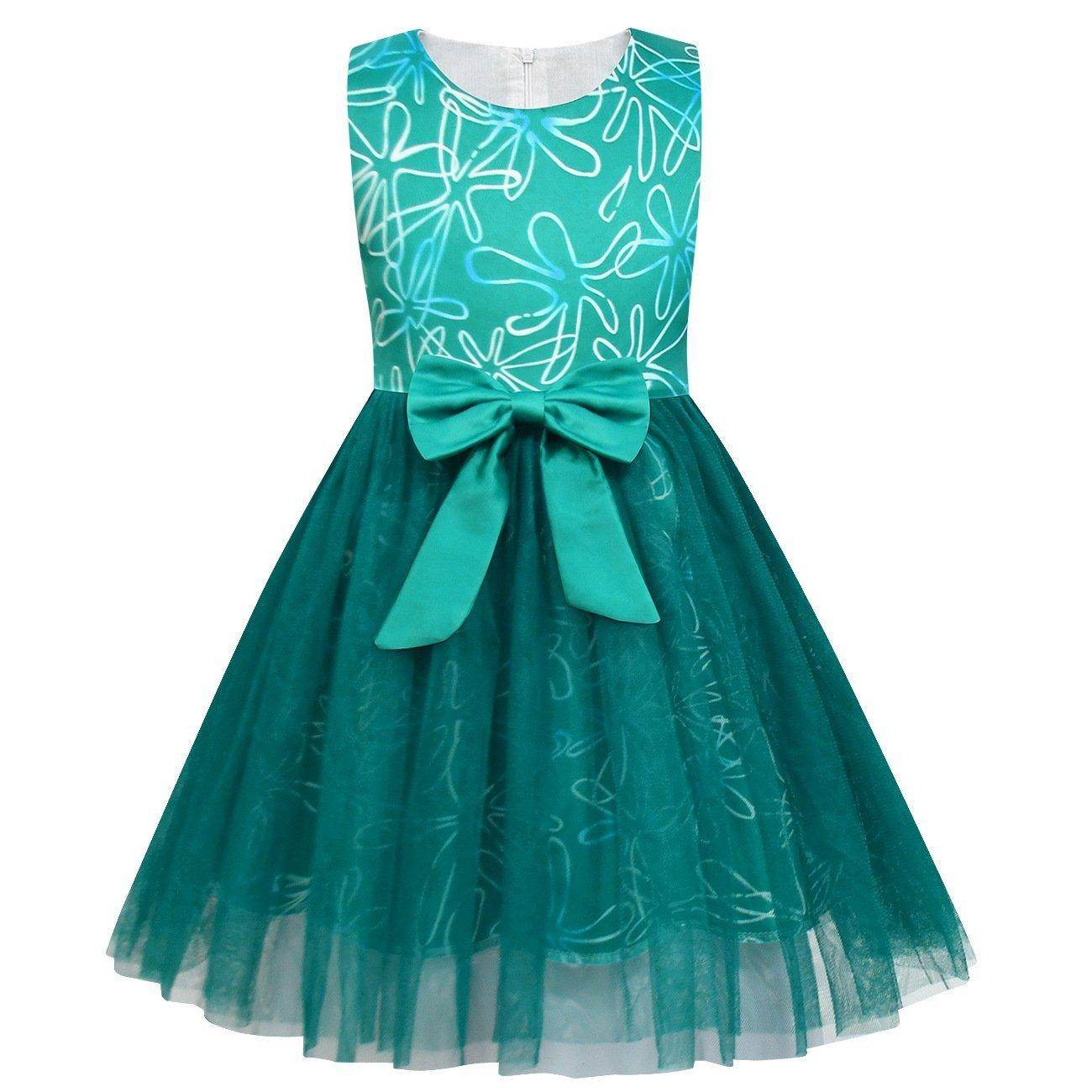 Kids' Inside Out Disgust Tutu Dress Cosplay Princess Gown with Bag and Mask - Ecosfun