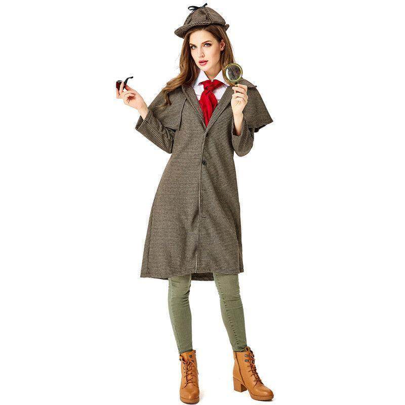 Lady Sherlock Holmes Cosplay Costume Halloween Coat Outfits Women - Ecosfun