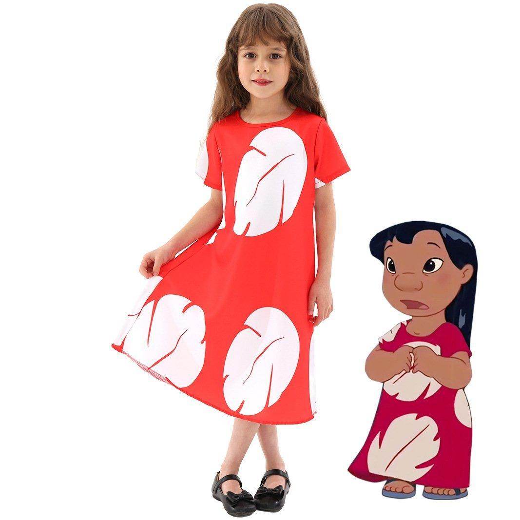 Lilo Stitch stage dress cosplay costume Lilo Red Dress Leaf Dress - Ecosfun