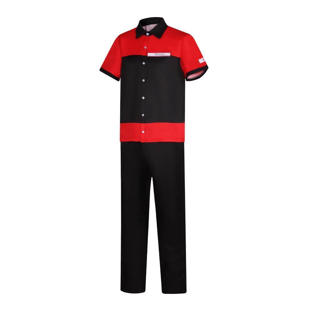 Manny's Burger Shop Clerk Cosplay Costume Bryan Tyler Employee Uniform - Ecosfun
