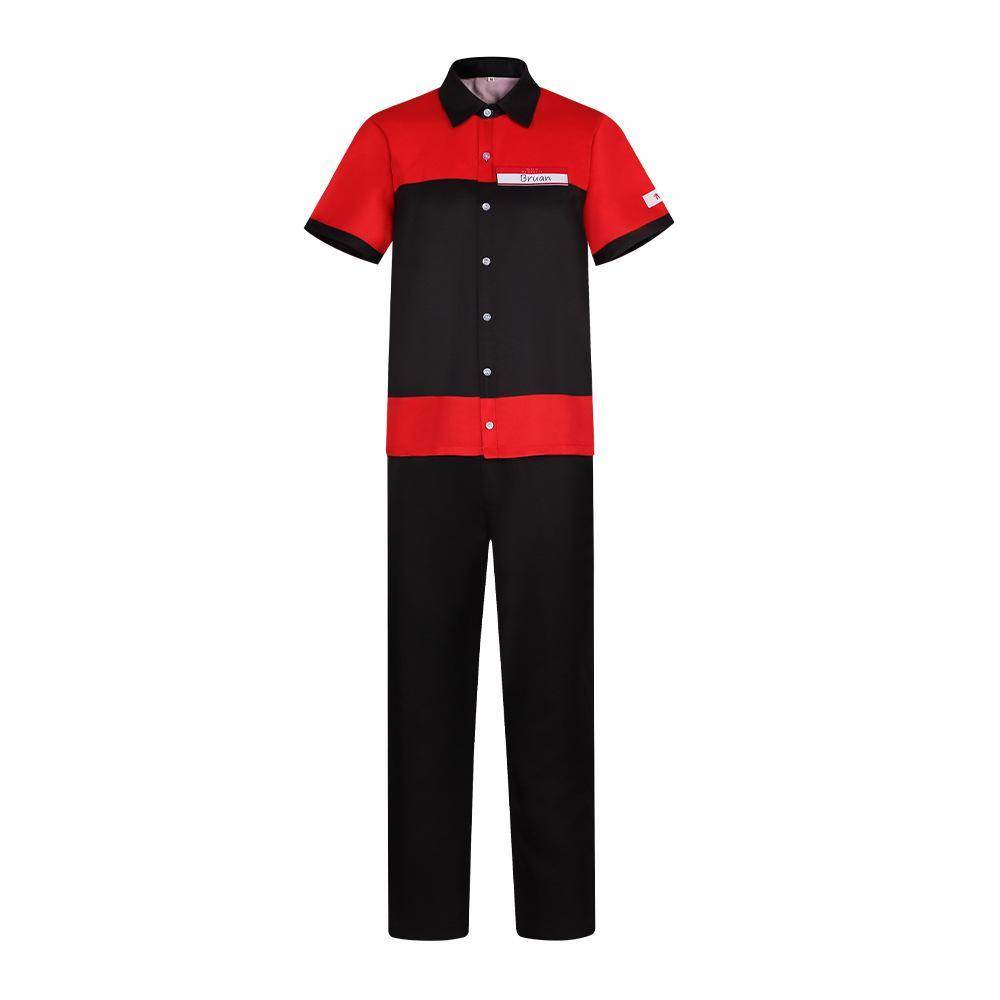 Manny's Burger Shop Clerk Cosplay Costume Bryan Tyler Employee Uniform - Ecosfun