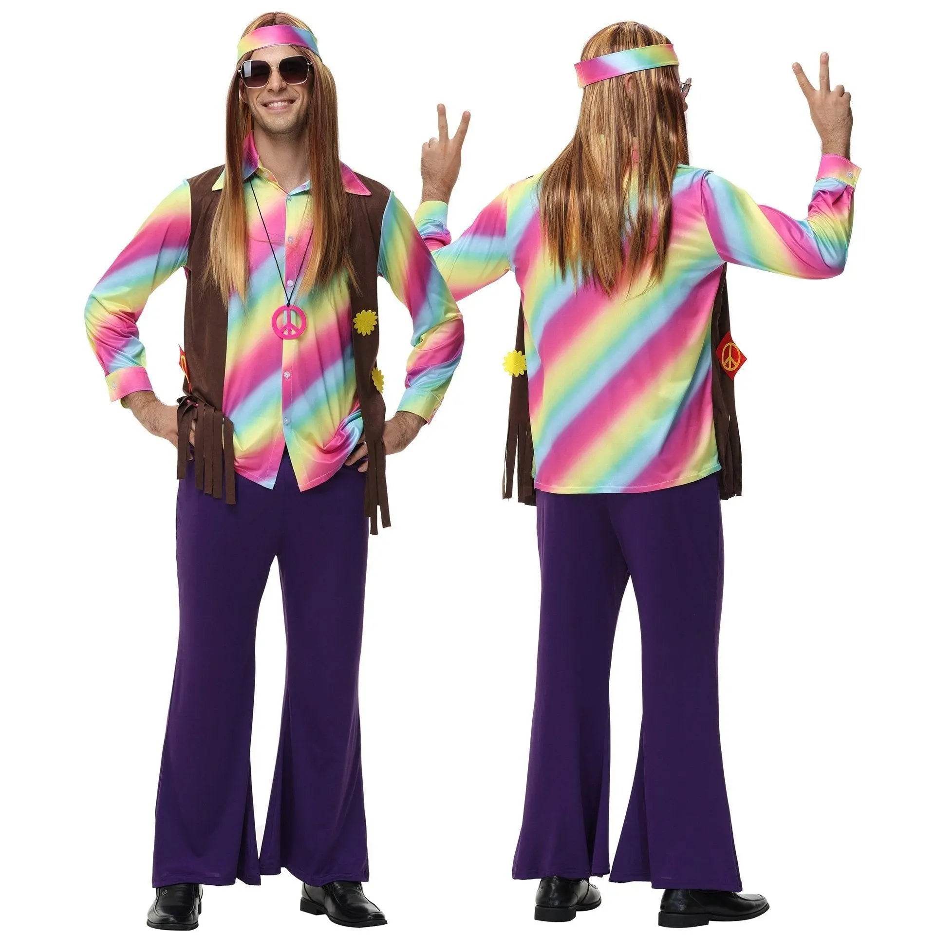 men's 70s disco hippie costume music festival rock dance party - Ecosfun