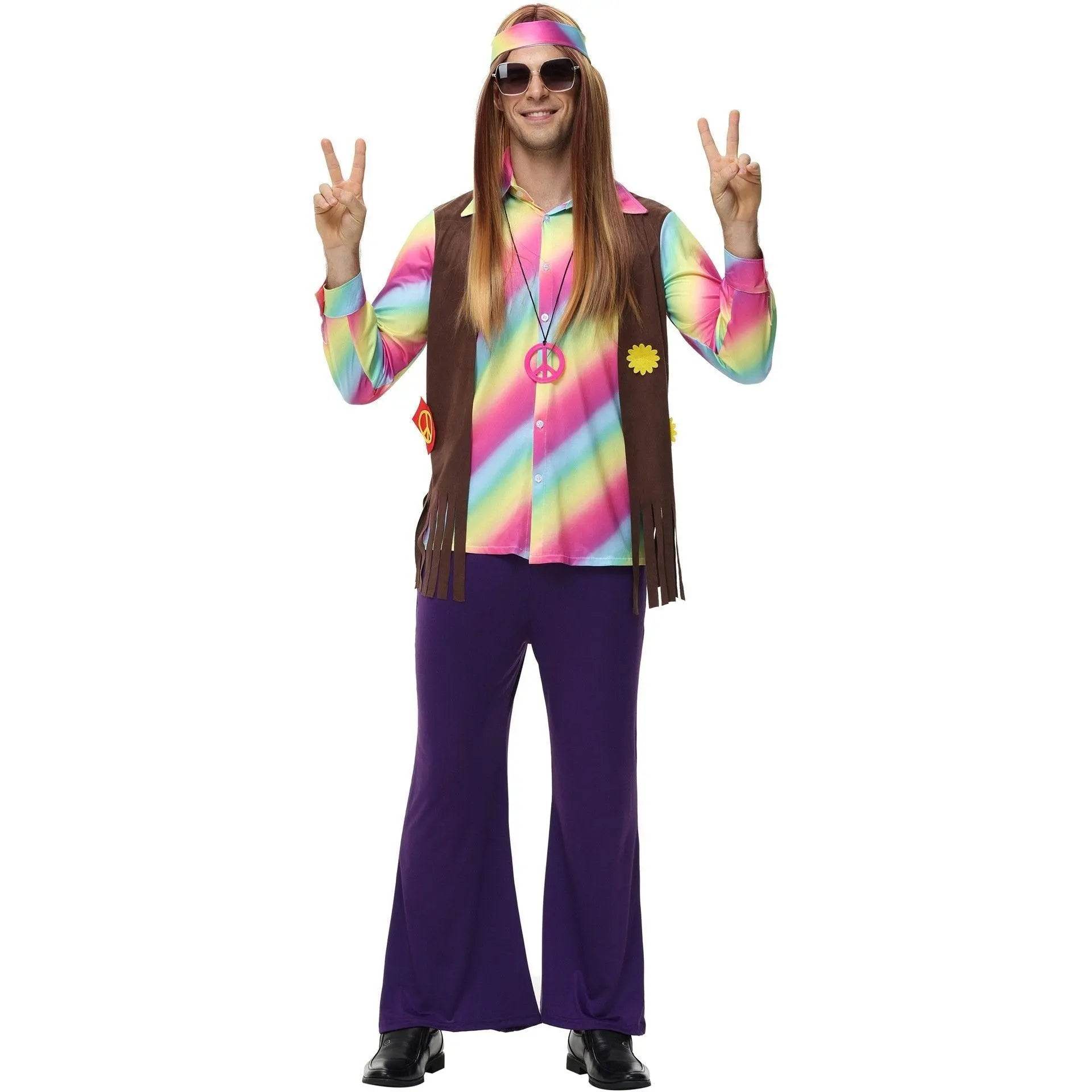 men's 70s disco hippie costume music festival rock dance party - Ecosfun
