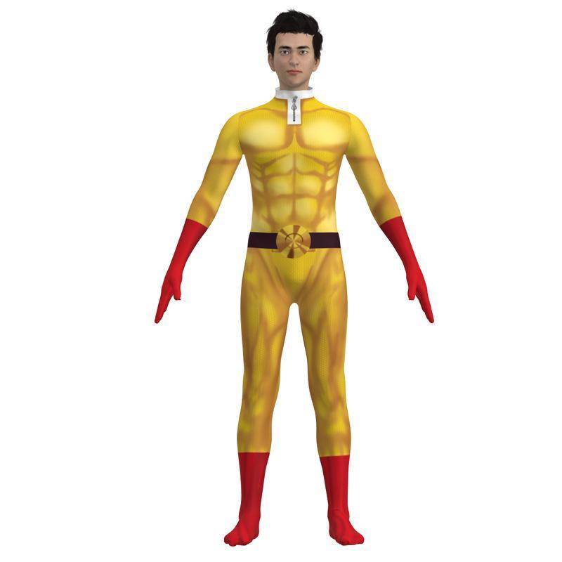 One Punch Man Saitama Costume Cosplay Zentai Suit Jumpsuit for Kids Adult - Ecosfun
