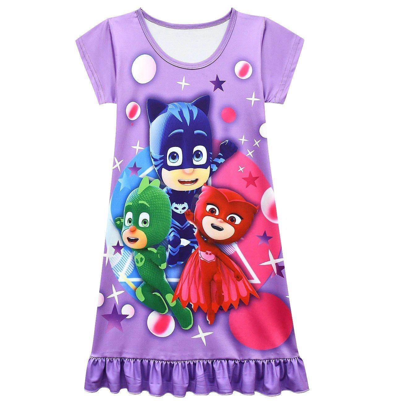 PJ Masks Pajamas Little Hero Nightgown for Toddler Kids Sleepwear Dress - Ecosfun