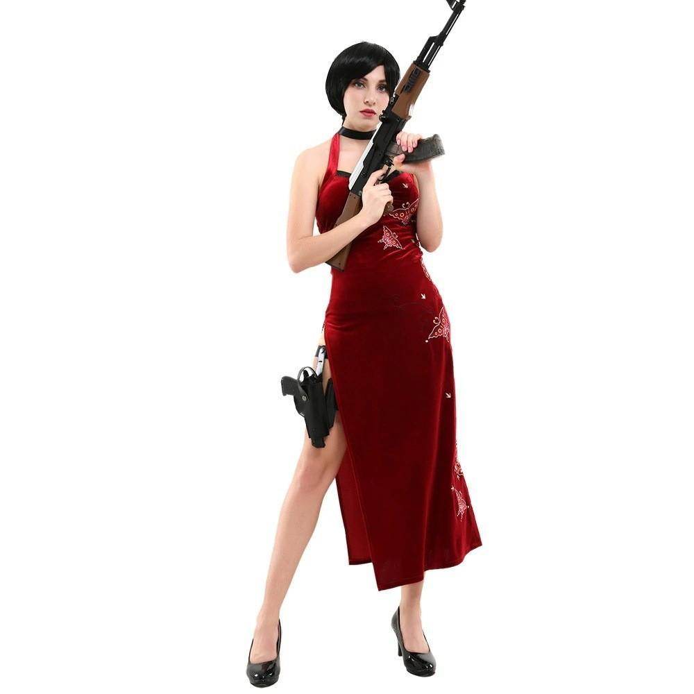 Resident Evil Ada Wong Lunar Costue Sleeveless cheongsam Slit Long Skirt - Ecosfun